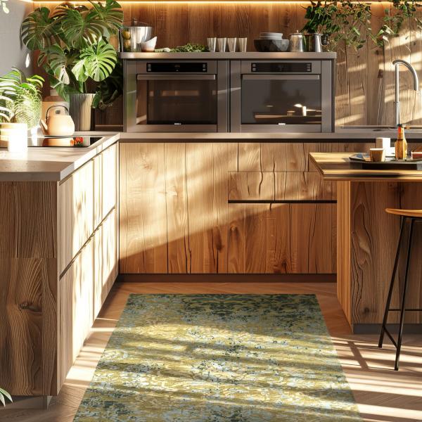Handgeknüpfter Sandraa Designer Tapijt van wol met bamboezijde in de keuken
