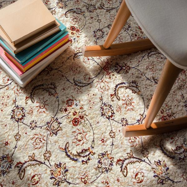 Detail of a classic Oriental rug in the living room