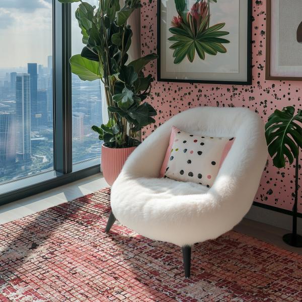 Hand-knotted modern rug with abstract patterns