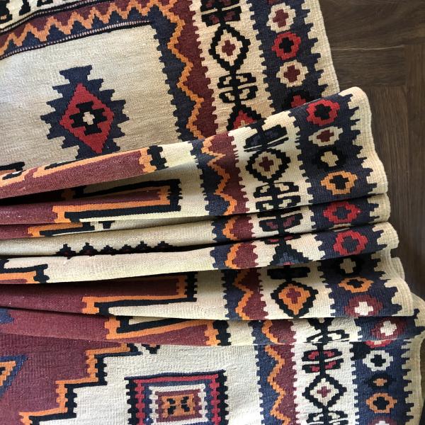 Tapete Kelim com padrão geométrico – tapete oriental handwoven sem pelo