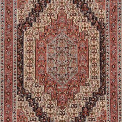 Kelim Senneh Tapete com finos padrões geométricos em cores sóbrias – kelim curdo