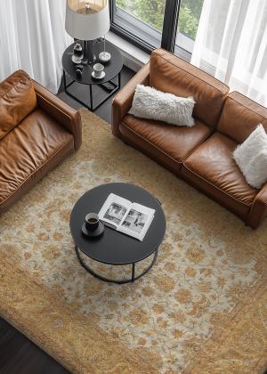 Heller Ziegler szőnyeg barna bútorokkal