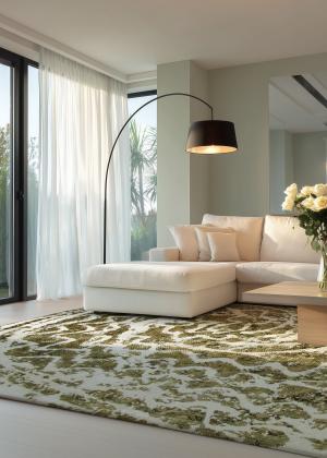 Zöld vintage szőnyeg a nappaliban